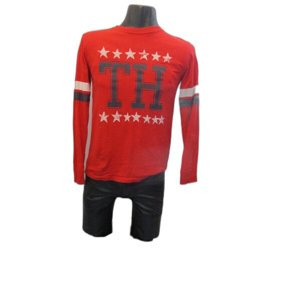 ๐ฅ Tommy Hilfiger Red Varsity Long Sleeve โ TH Stars Logo - Picture 2 of 7